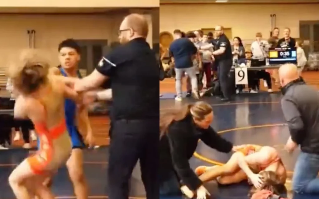 joven golpea a su rival tras perder combate de lucha libre en USA